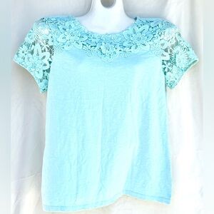 Women’s, Charter Club, Aqua Laced Blouse,
size L